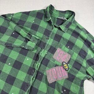 Pink Floyd Division Bell Tour‎ 94 Flannel Mens Shirt Button Up 3X Green Cotton